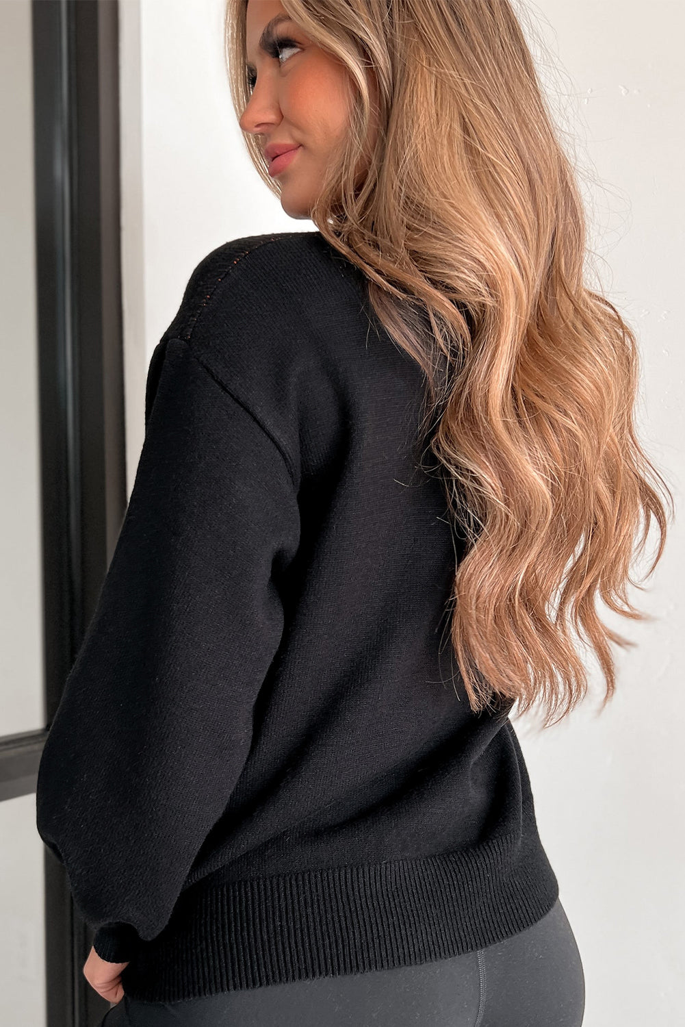 Orange Halloween Pumpkin Face Pattern Drop Shoulder Sweater