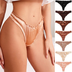 Wet Satin Cotton Crotch T-back Women's Underwear
