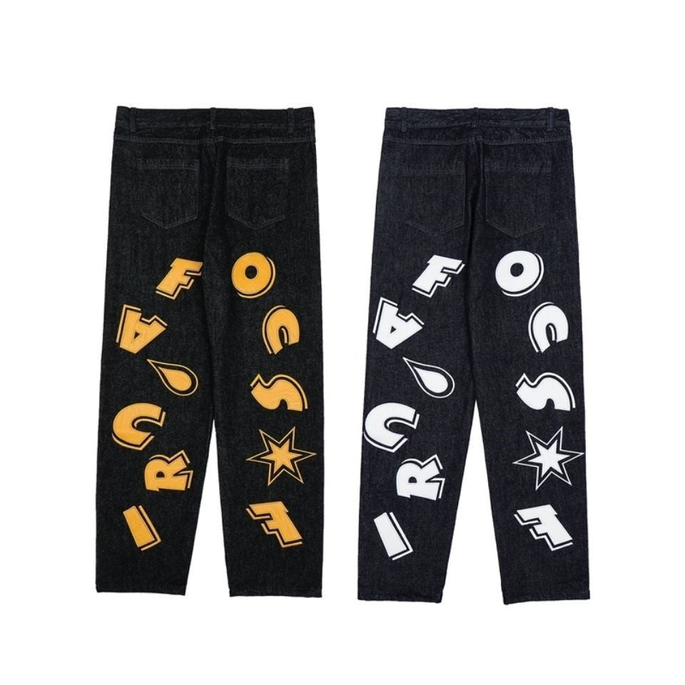Male Loose American Print Pants