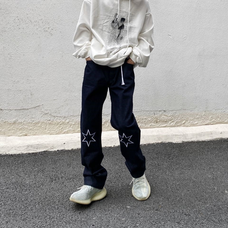 Male Loose American Print Pants