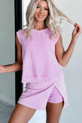 Phalaenopsis 2 Pieces Mineral Wash Cotton Tank Top Lined Split Skirt Set