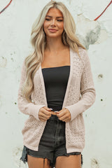 Jet Stream Mix Pattern Hollowed Knit Open Front Cardigan