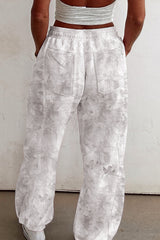 Beige Camo Print Baggy Drawstring Jogger Sweatpants