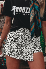 Leopard Print Button Overlap Denim Shorts